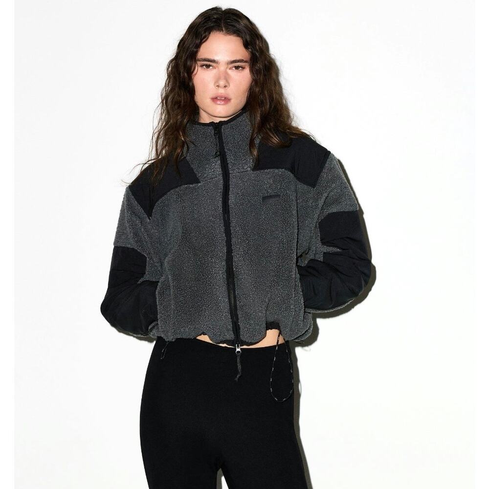 SKIMS Teddy Boxy Zip Up Jacket XXS ASH